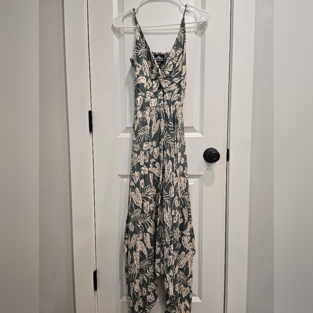 Floral Maxi Dress in Green and Cream